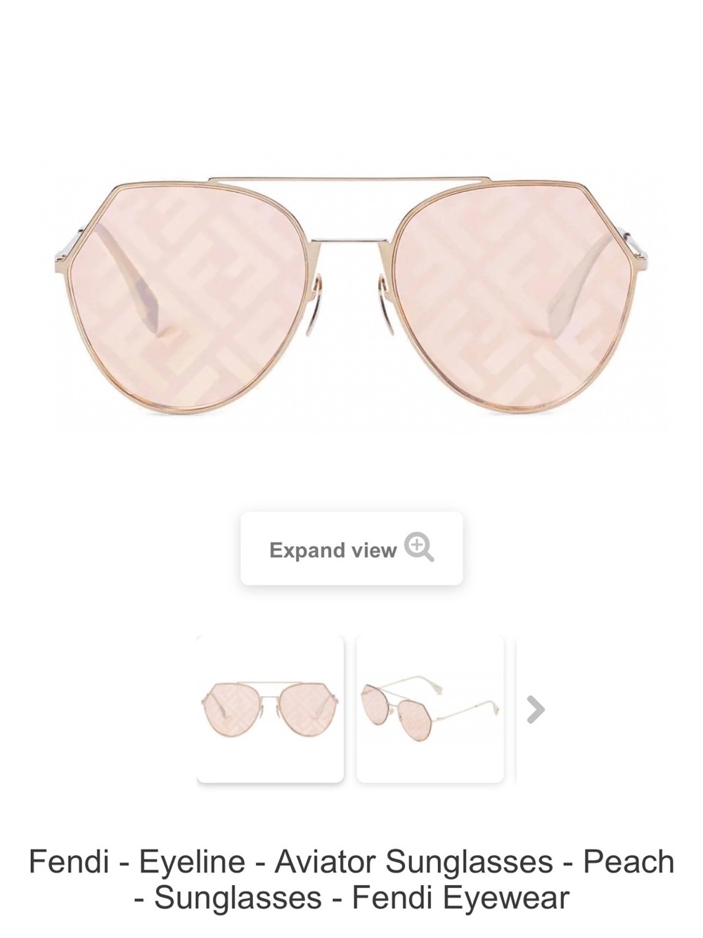 Fendi Eyeline Aviator Sunglasses in Pink-Tinted Lenses with Gold Frame